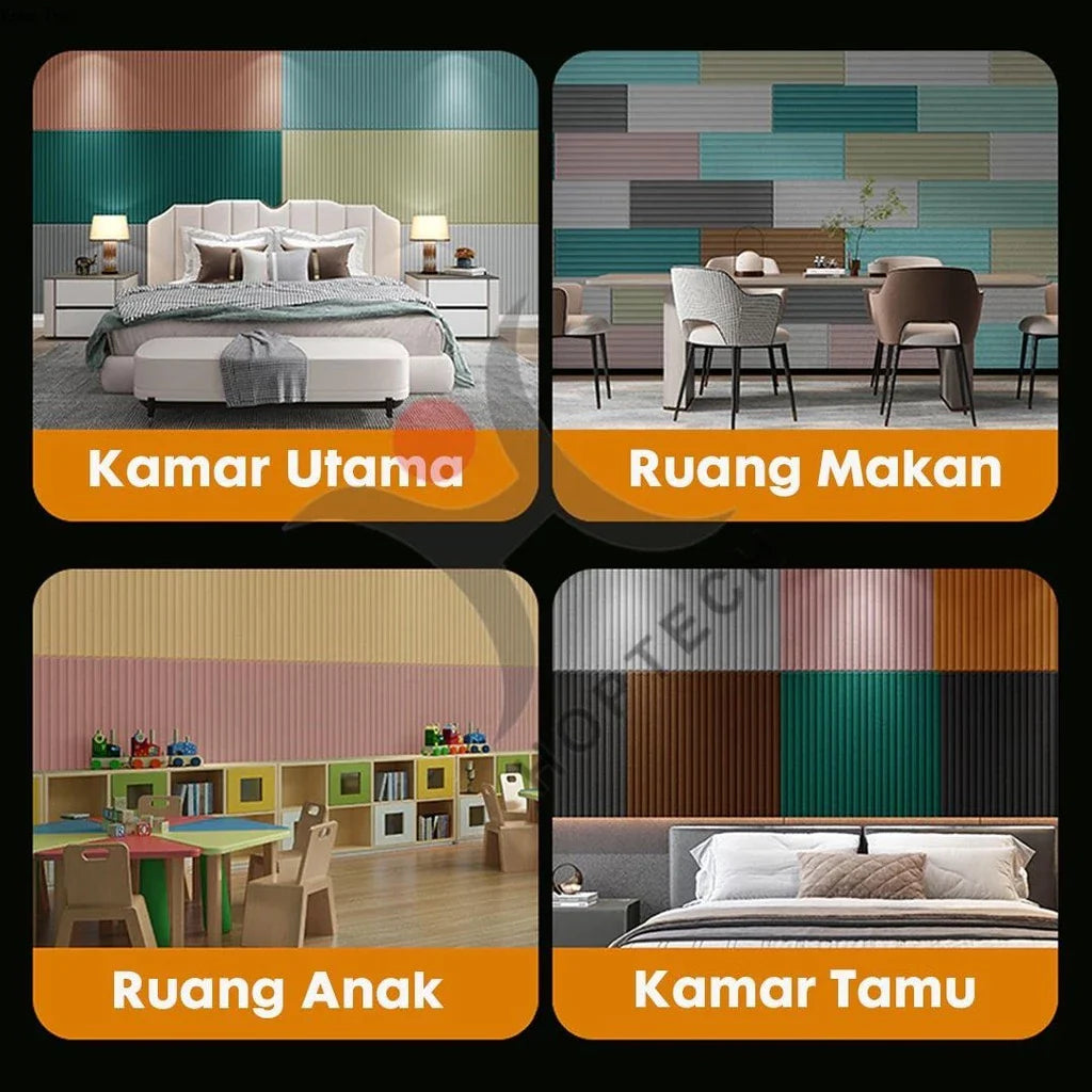 Wallpaper Dinding Kulit Sticker Foam Ukuran 280 x 70 cm tebal 5mm Wallpaper Timbul Garis Aesthetic A68
