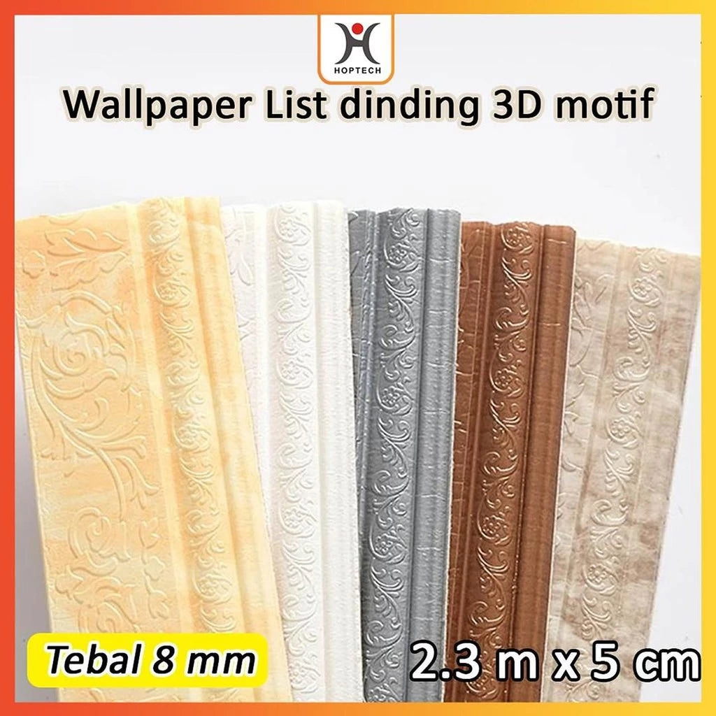 List Dinding 3D panjang 2.3 Meter Lebar 8 CM dan 5CM Wallpaper Roll untuk Border