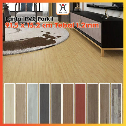 Hoptech - Wallpaper Vinyl Lantai ukuran 91.5 x 15.2 CM PERLEMBAR Self Adhesive TEBAL 1.2MM Lem