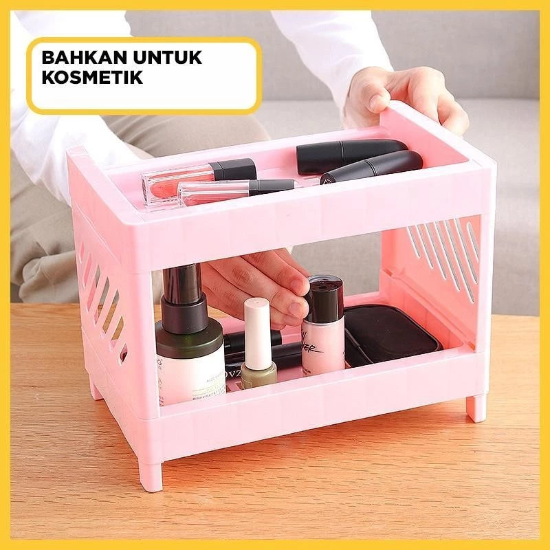 Hoptech - Multipurpose Portable Stacking Shelf | Space-Saving Multifunctional Storage Shelf 
