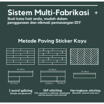 Hoptech - Wallpaper Vinyl Lantai ukuran 91.5 x 15.2 CM PERLEMBAR Self Adhesive TEBAL 1.2MM Lem