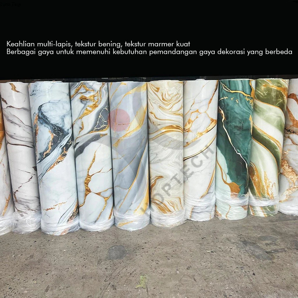 Hoptech - Wallpaper Dinding Motif Marble Roll 120 x 280cm Sticker Kamar Dekorasi PET Panjang 2.8 Meter A58