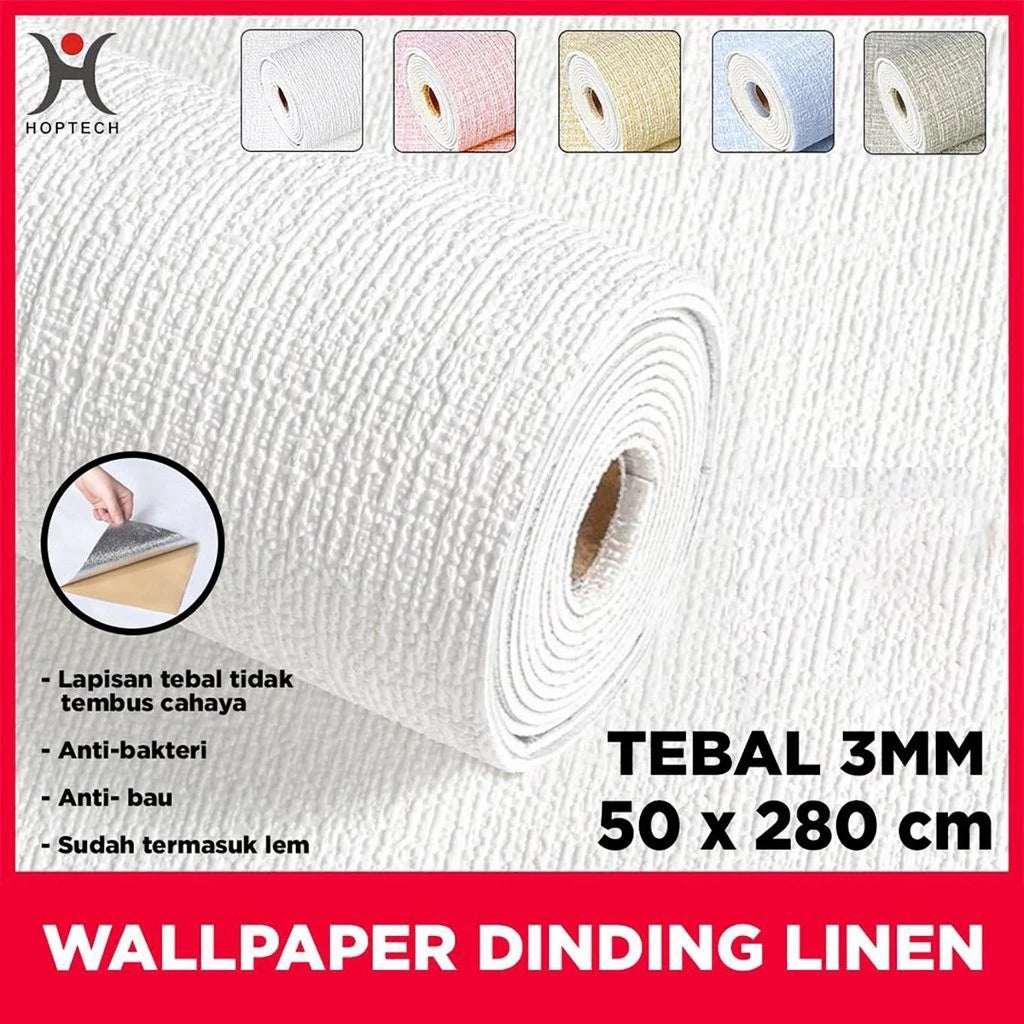 Wallpaper Linen Roll ukuran 280 x 50 CM Sticker Dinding dekoratif aluminium