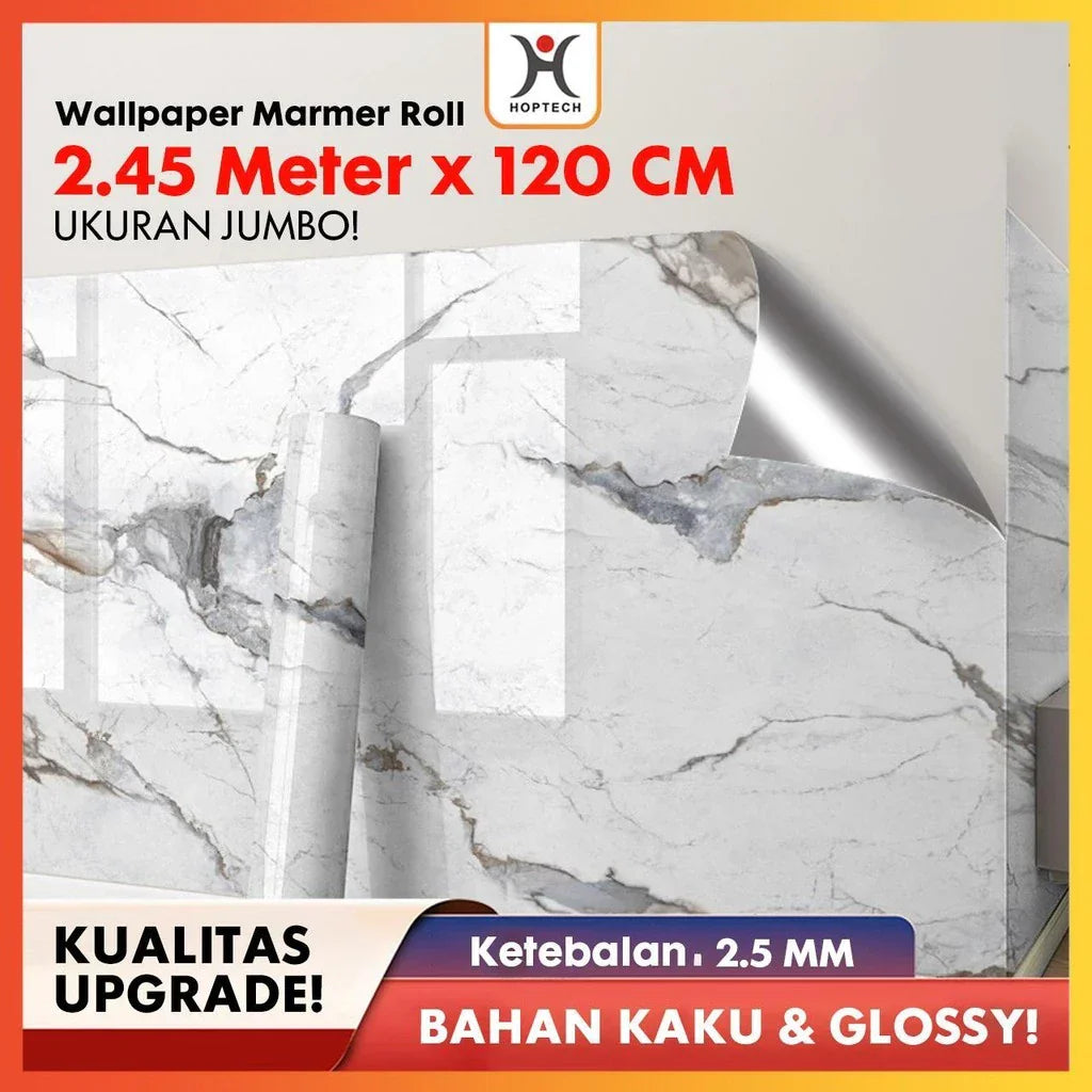 Wallpaper dinding Vinyl Marble 1.2 x 2.45 Meter tebal 2.5 MM Wallpaper Foam Marble Tebal Roll Vinyl Marbel Granit Stiker A52