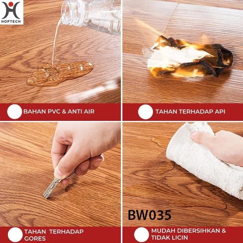 Hoptech - Wallpaper Vinyl Lantai ukuran 91.5 x 15.2 CM PERLEMBAR Self Adhesive TEBAL 1.2MM Lem