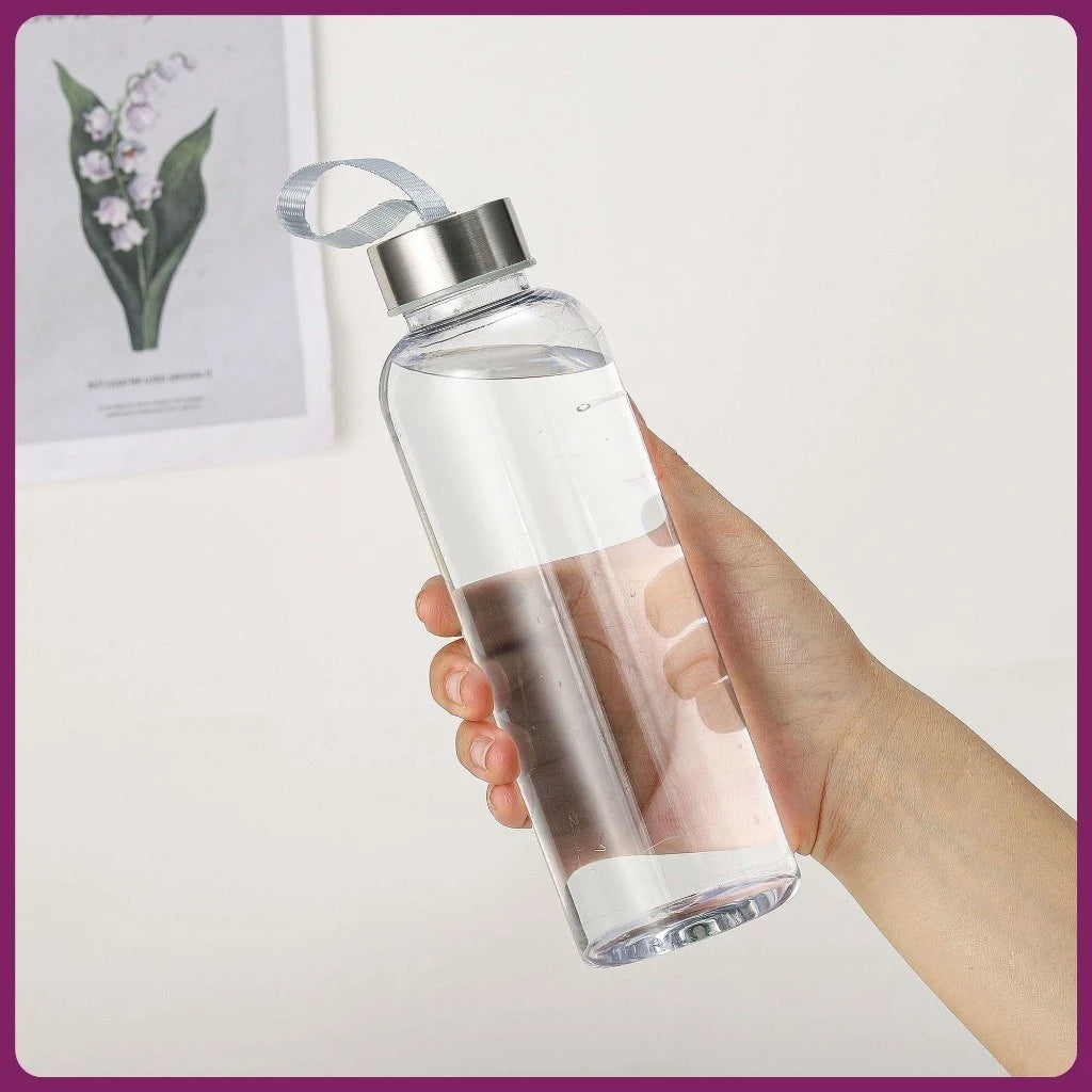 HOPTECH - 500ml Simple Drinking Water Bottle Student Sports Water Bottle Fitness Anti-Fall Plastic Large Capacity High Temperature Resistant