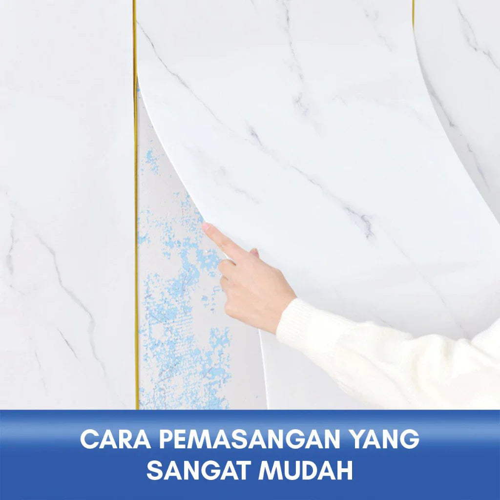Hoptech - Wallpaper Dinding Motif Marmer Vinyl Waterproof 60x244cm PET Foam Roll Sticker Dekorasi
