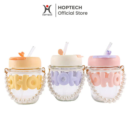Hoptech - Tumblr Gelas Kaca Gelas Kopi 350 ML Aesthetic Cup dengan Sedotan Kaca