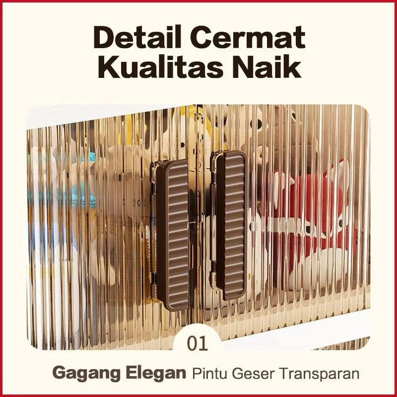 Lemari Plastik Lipat 2-5 Susun Sliding Door Penyimpanan Pakaian Serbaguna Wardrobe Storage