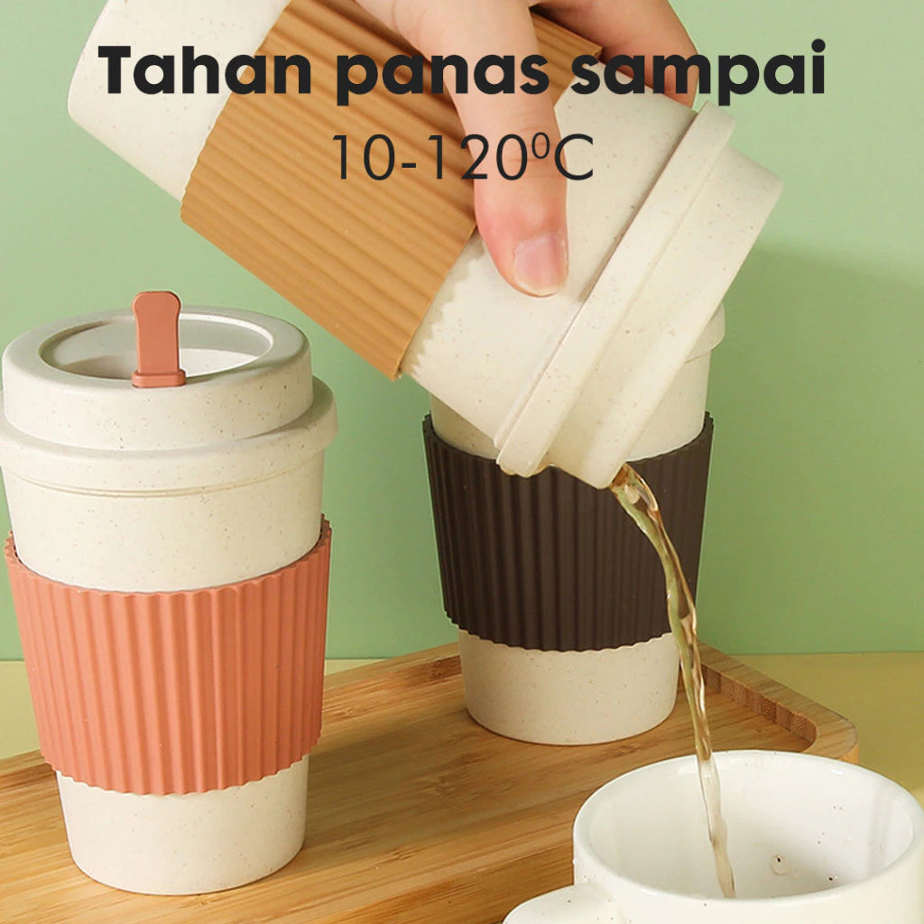 Hoptech - Gelas Cangkir Anti Panas | Gelas Minum Wheat Straw | Food Grade