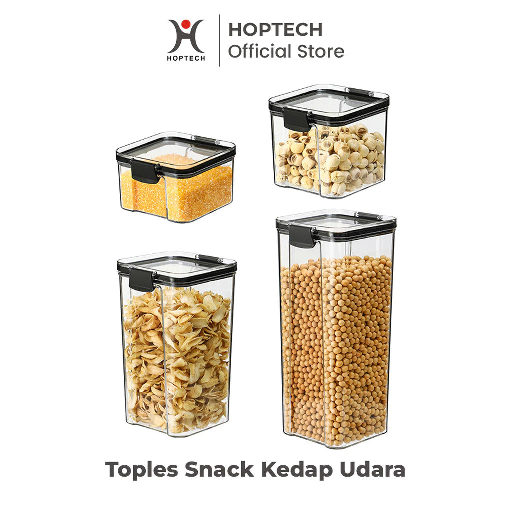 Hoptech - Toples Snack Kedap Udara Bening Kontainer Makanan Cereal Food Storage Jar 1800ml