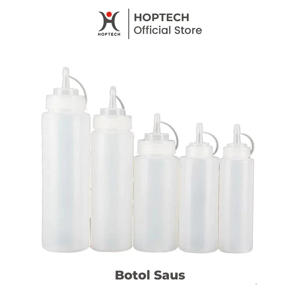 Hoptech - Botol Saus Mayonaise Kecap Cuka Serbaguna dengan Angka Takaran Tebal dan Murah