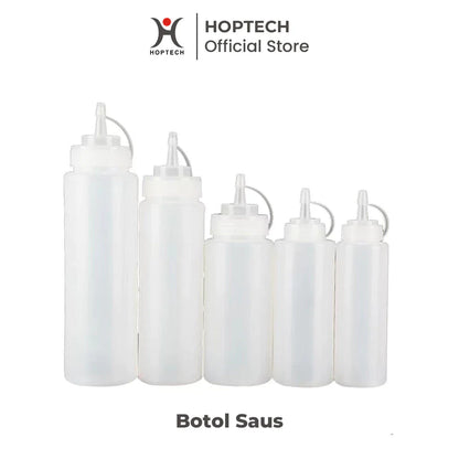 Hoptech - Botol Saus Mayonaise Kecap Cuka Serbaguna dengan Angka Takaran Tebal dan Murah