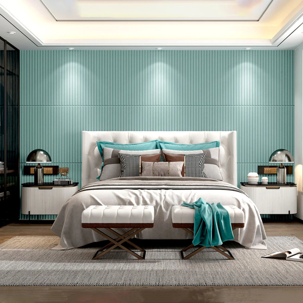 Hoptech - Wallpaper Sticker Foam Motif Garis Bahan Kulit Ukuran 76cm x 23cm A46