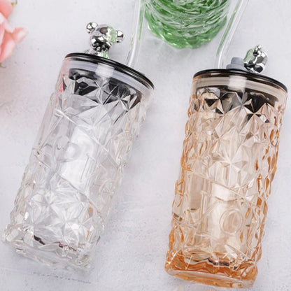 500ml Glass Tumbler | Aesthetic Glass Tumbler Coffee Mug Bottle | Glass Tumbler with Bear Lid