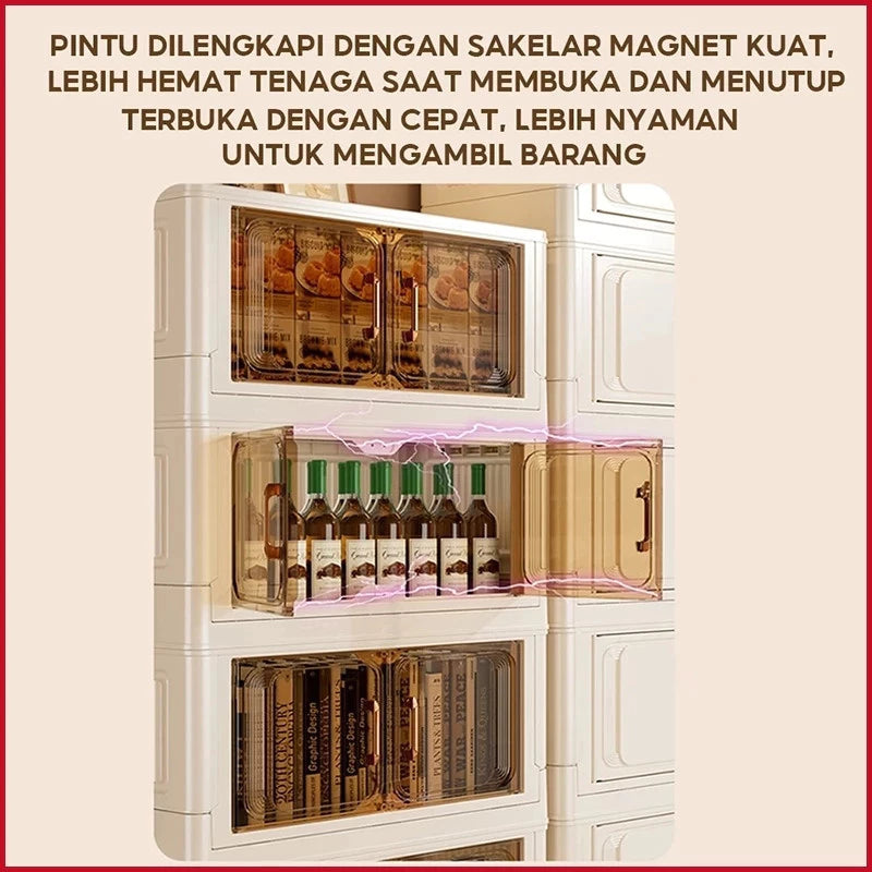 Lemari Plastik Lipat 2-5 Susun Rak Pakaian Penyimpanan Serbaguna Wardrobe Storage