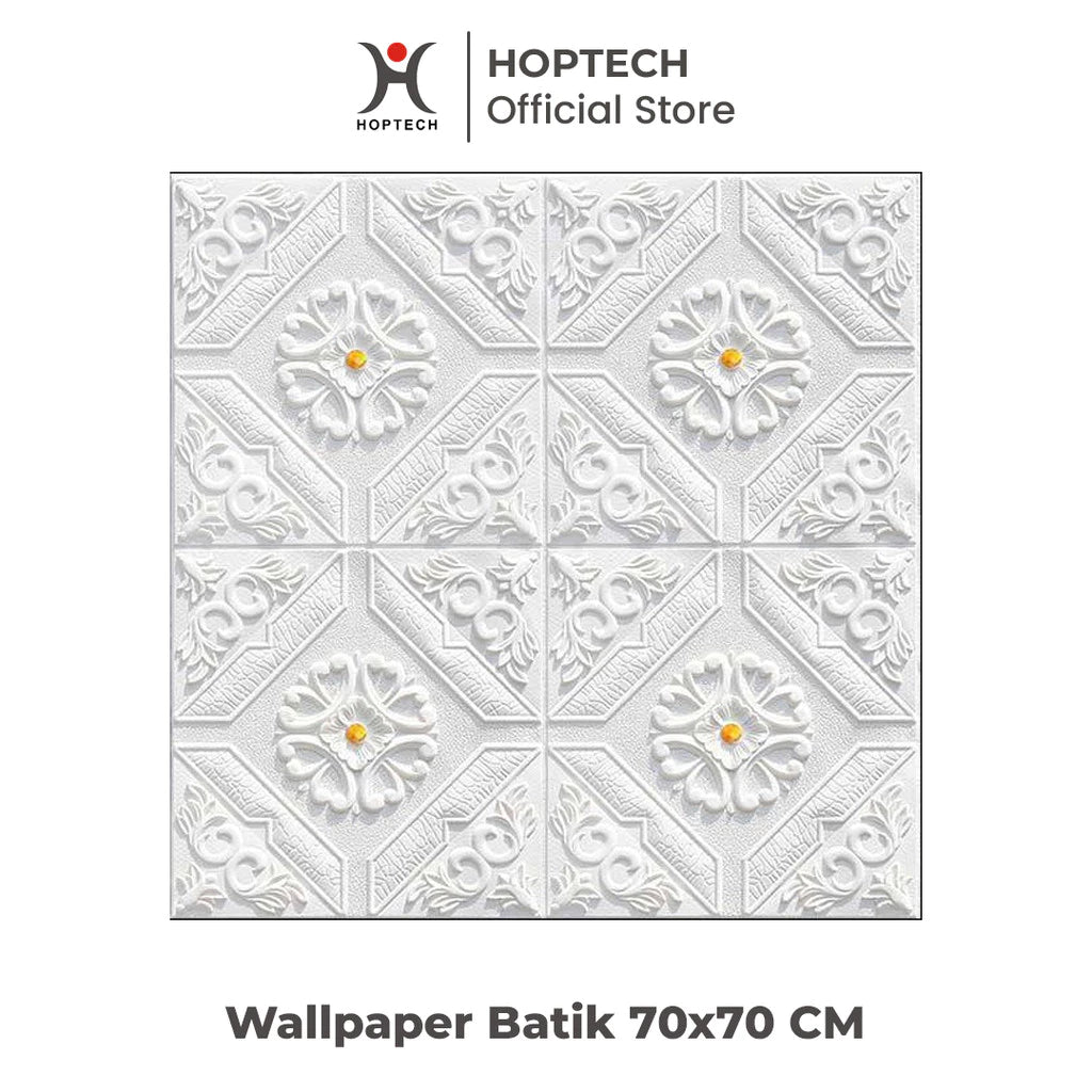 Hoptech - Wallpaper Tempel Sticker Dinding FOAM Timbul 3D Classic Motif Batik 70 x 77 cm
