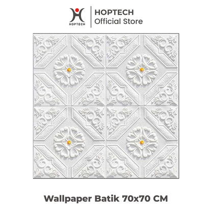 Hoptech - Wallpaper Tempel Sticker Dinding FOAM Timbul 3D Classic Motif Batik 70 x 77 cm