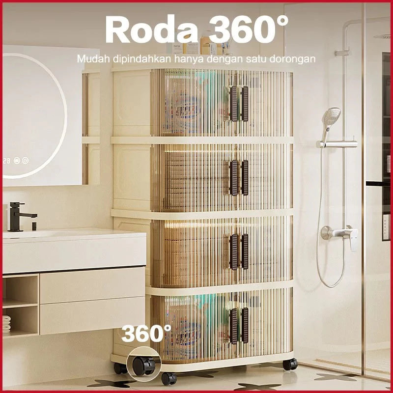 2-5 Layers Folding Plastic Wardrobe with Sliding Door Multipurpose Clothes Storage Wardrobe Storage