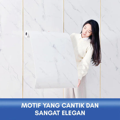 Hoptech - Wallpaper Dinding Motif Marmer Vinyl Waterproof 60x244cm PET Foam Roll Sticker Dekorasi
