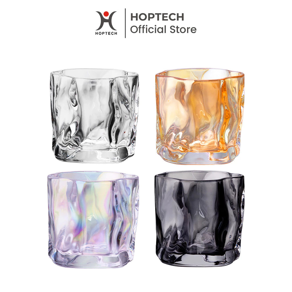 Hoptech - 180ml Japanese-Style Aesthetic Glass Cup | Unique Drinking Glass Abstract Glass Cup