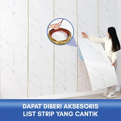 Hoptech - Wallpaper Dinding Motif Marmer Vinyl Waterproof 60x244cm PET Foam Roll Sticker Dekorasi