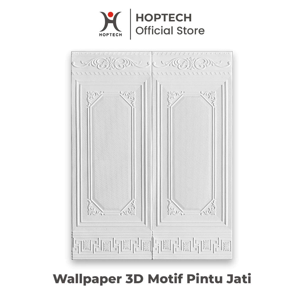 Wallpaper Dinding 3D motif Pintu Jati ukuran 70x90 CM tebal 5MM Self Adhesive