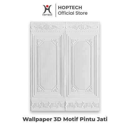 3D Wall Paper with Teak Door motif, size 70x90 cm, 5mm thick, Self Adhesive 