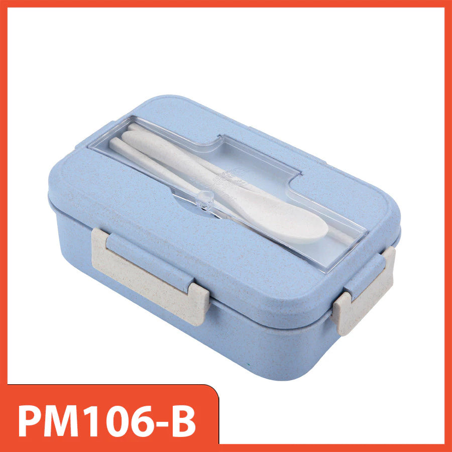 Hoptech - Lunch Box Jerami Gandum 1000ml 4-in-1 Kotak Bekal Makan + Sendok Praktis