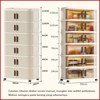 2-5 Layers Folding Plastic Wardrobe with Sliding Door Multipurpose Clothes Storage Wardrobe Storage