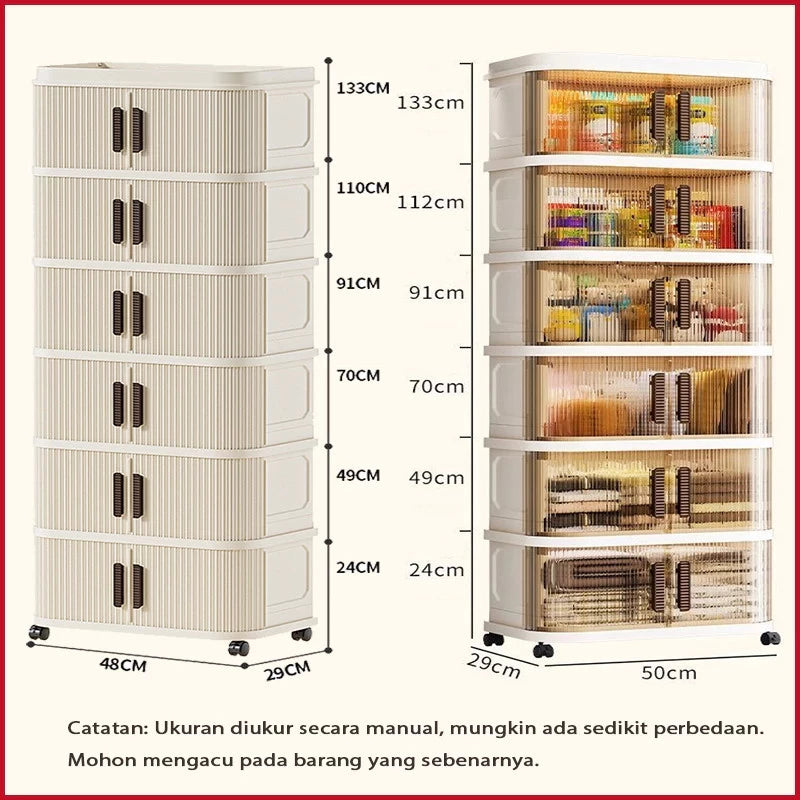 2-5 Layers Folding Plastic Wardrobe with Sliding Door Multipurpose Clothes Storage Wardrobe Storage
