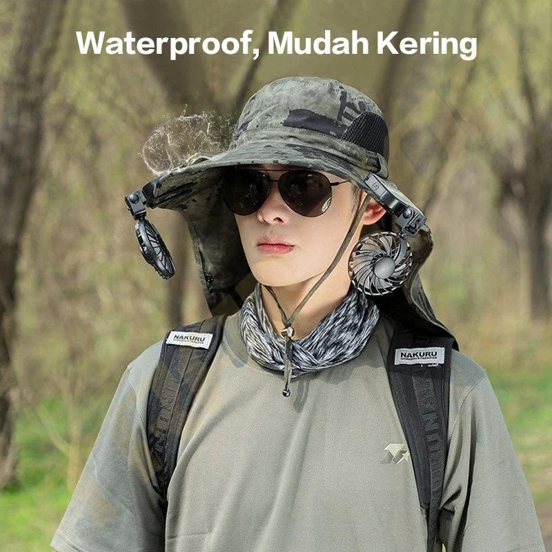 Hoptech Topi Gunung Topi Visor Lipat Pinggiran Lebar Anti UV Topi Mancing Bernapas