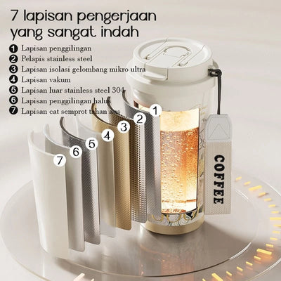 Tumbler Stainless F184 500ml Motif Bunga