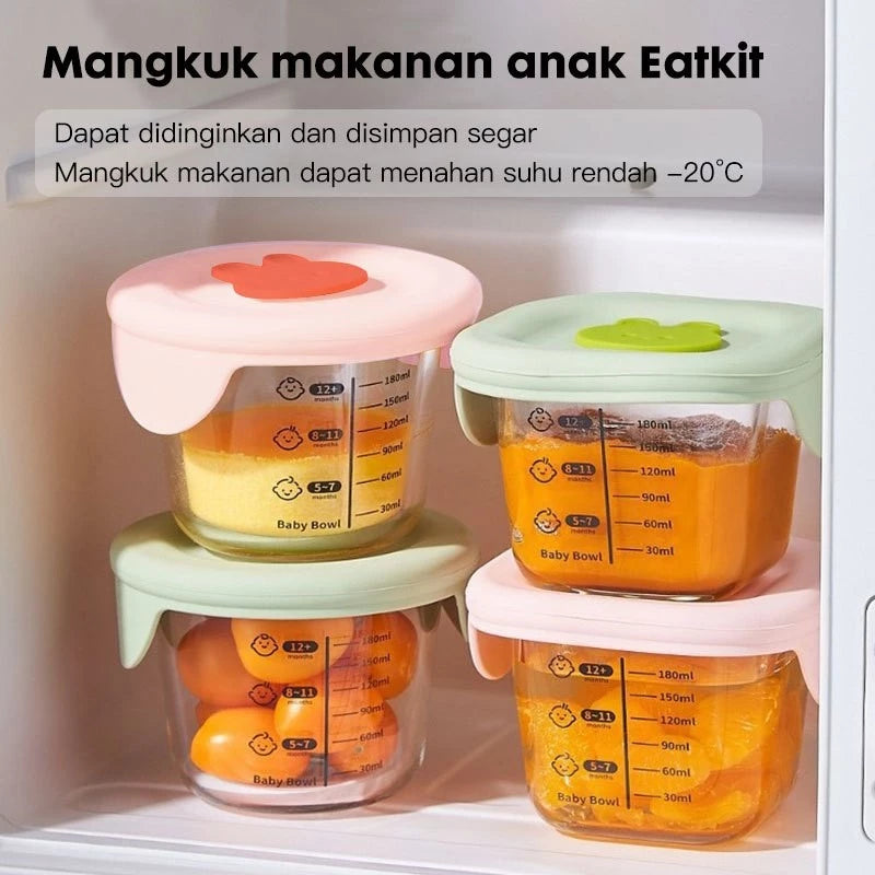 Baby Food Container Glass 400ml 3in1 Glass MPASI Container Round Box Food Grade