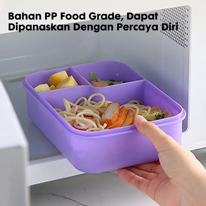 HOPTECH - 1450ml Kids Lunch Box | Microwaveable Lunch Box with 3-Section Sauce Container | BPA Free