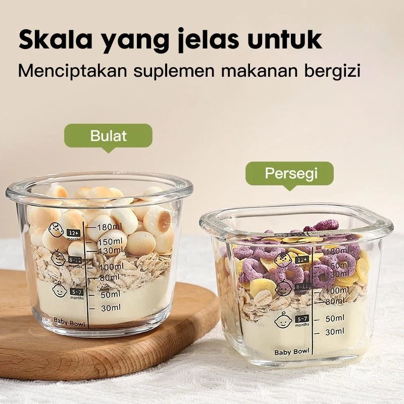 Baby Food Container Glass 400ml 3in1 Glass MPASI Container Round Box Food Grade