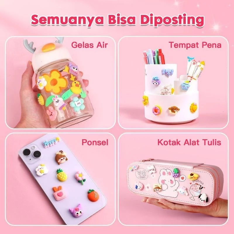 HOPTECH - 3D Cute Cartoon Stickers, Embossed Stickers, Embossed Stickers, Aesthetic Character Drink Bottle Stickers, Accessories