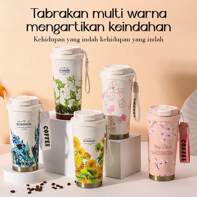 Tumbler Stainless F184 500ml Motif Bunga