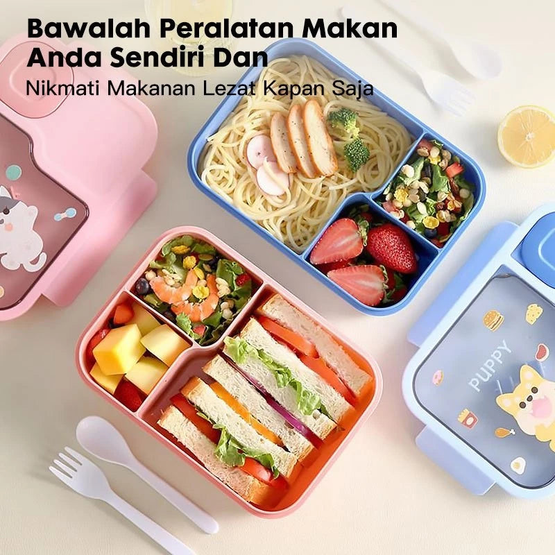 HOPTECH - 1450ml Kids Lunch Box | Microwaveable Lunch Box with 3-Section Sauce Container | BPA Free