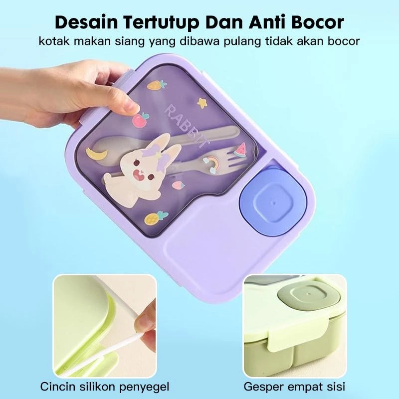 HOPTECH - 1450ml Kids Lunch Box | Microwaveable Lunch Box with 3-Section Sauce Container | BPA Free