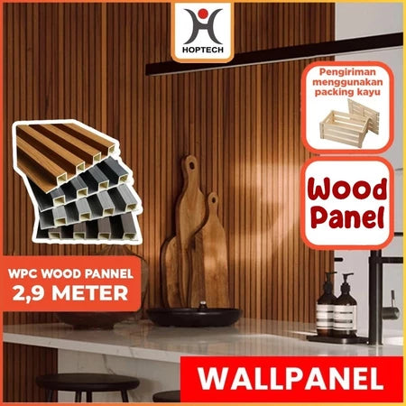 Hoptech-Wallpanel WPC PVC Kayu | Panel Dinding WPC Ukuran 16cm x 1.45m Ketebalan 18mm Estetik & Kuat