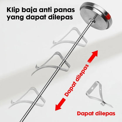 HOPTECH - Termometer Penggorengan Stainless Steel 0-300°C – Termometer Minyak Goreng, Masak, dan BBQ