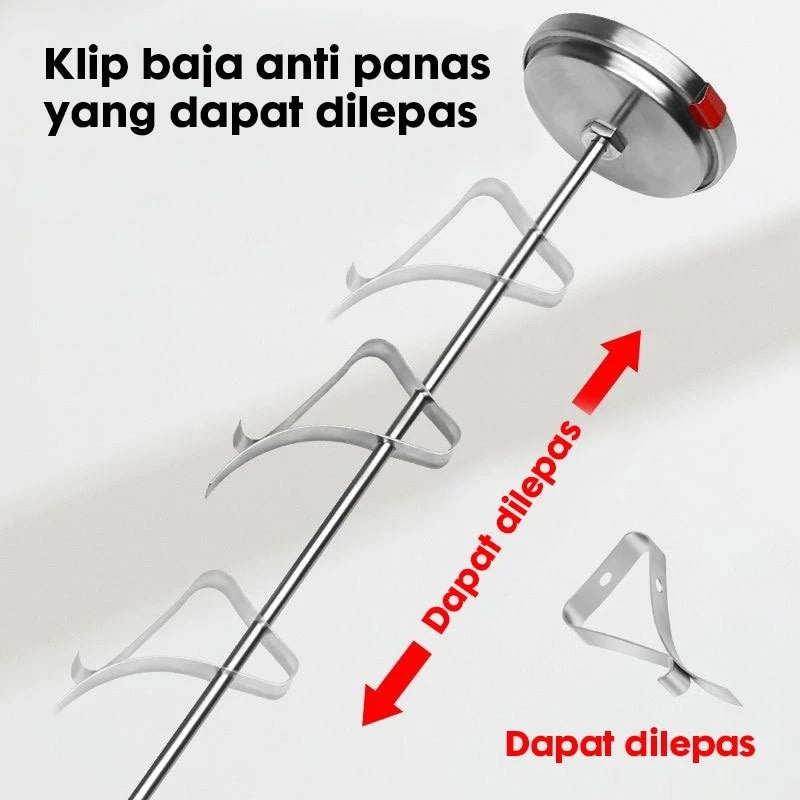 HOPTECH - Termometer Penggorengan Stainless Steel 0-300°C – Termometer Minyak Goreng, Masak, dan BBQ