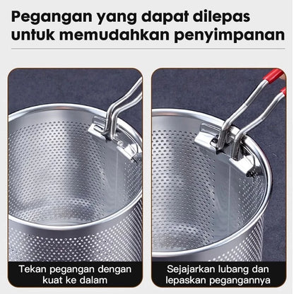 HOPTECH - Deep Fryer 13cm 5in1 Stainless Steel Multi Set Panci Penggorengan Rebus Saringan Capitan Klip