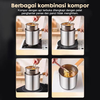 HOPTECH - Deep Fryer 13cm 5in1 Stainless Steel Multi Set Panci Penggorengan Rebus Saringan Capitan Klip