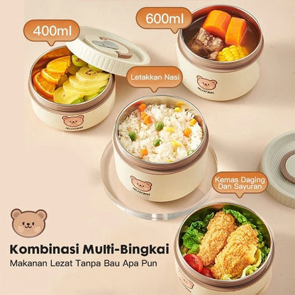 HOPTECH - Portable Bento Lunch Box | Stainless Steel Lunch Box | Spill-Proof Food Storage Container