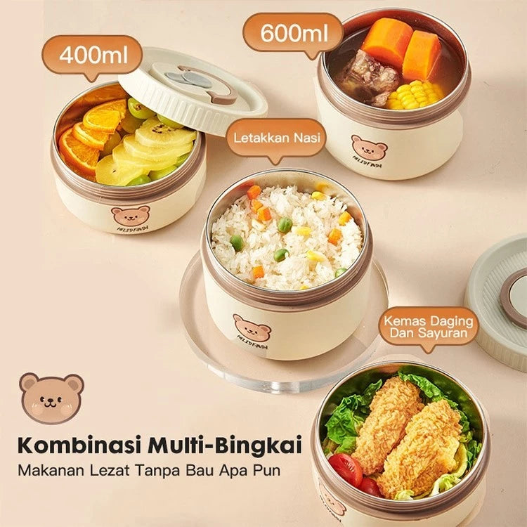 HOPTECH - Portable Bento Lunch Box | Stainless Steel Lunch Box | Spill-Proof Food Storage Container